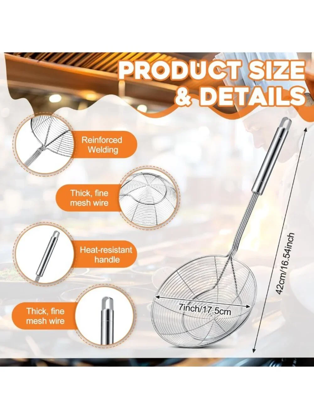 2 Pack Stainless Steel Mixing Paddle & Spider Strainer Skimmer for Cooking